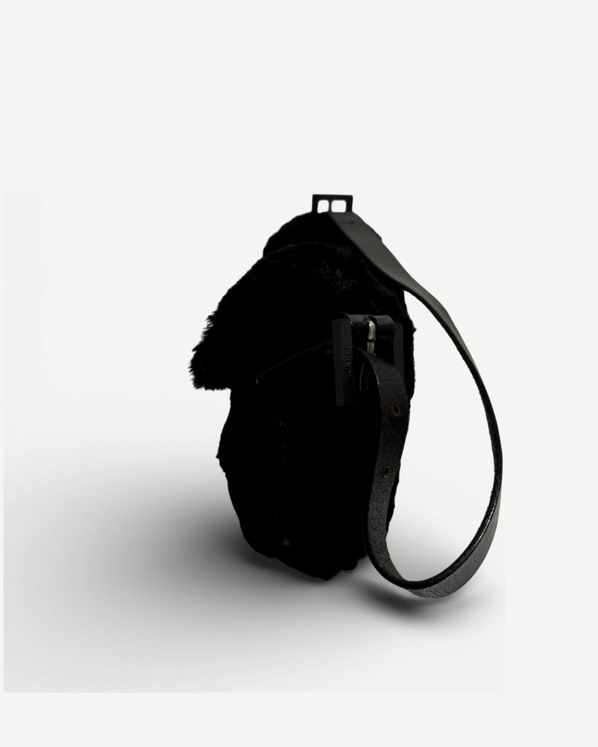 Fendi 2000s Black Fur Baguette Bag