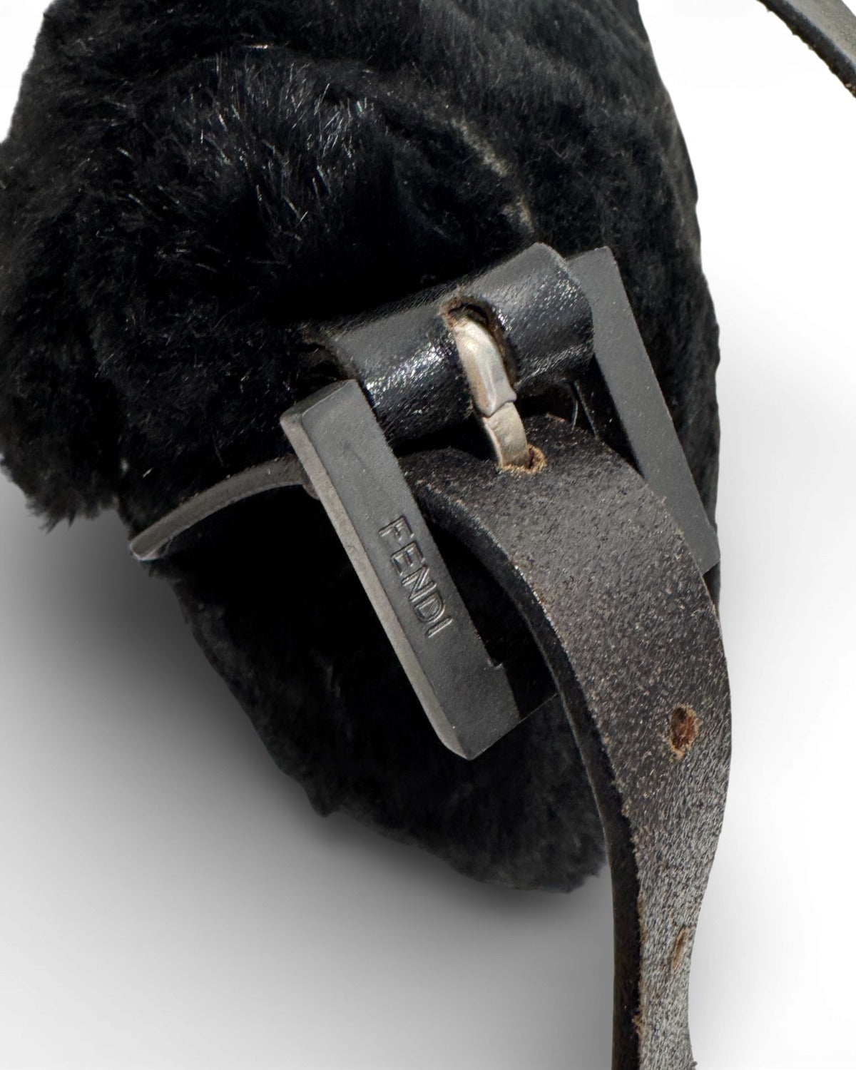 Fendi 2000s Black Fur Baguette Bag