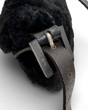 Fendi 2000s Black Fur Baguette Bag