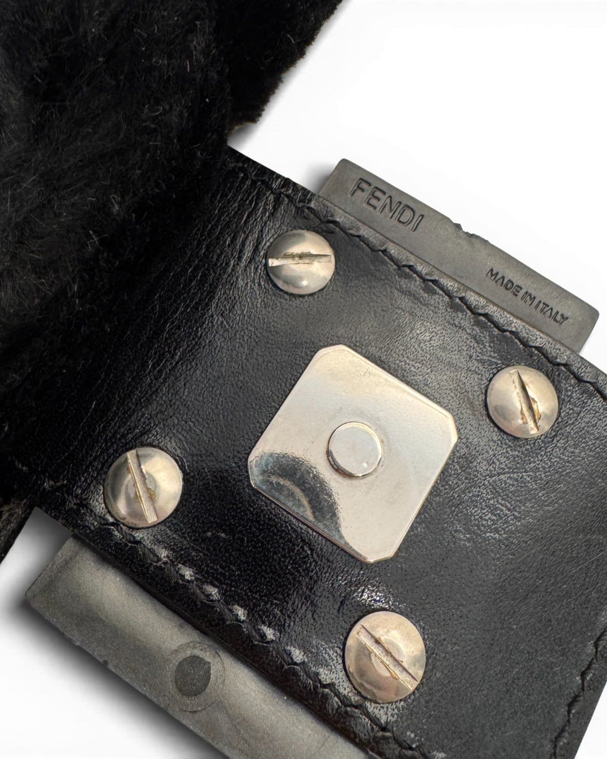 Fendi 2000s Black Fur Baguette Bag