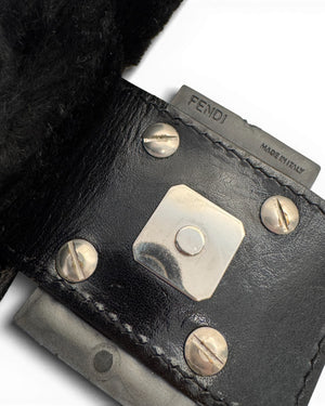 Fendi 2000s Black Fur Baguette Bag
