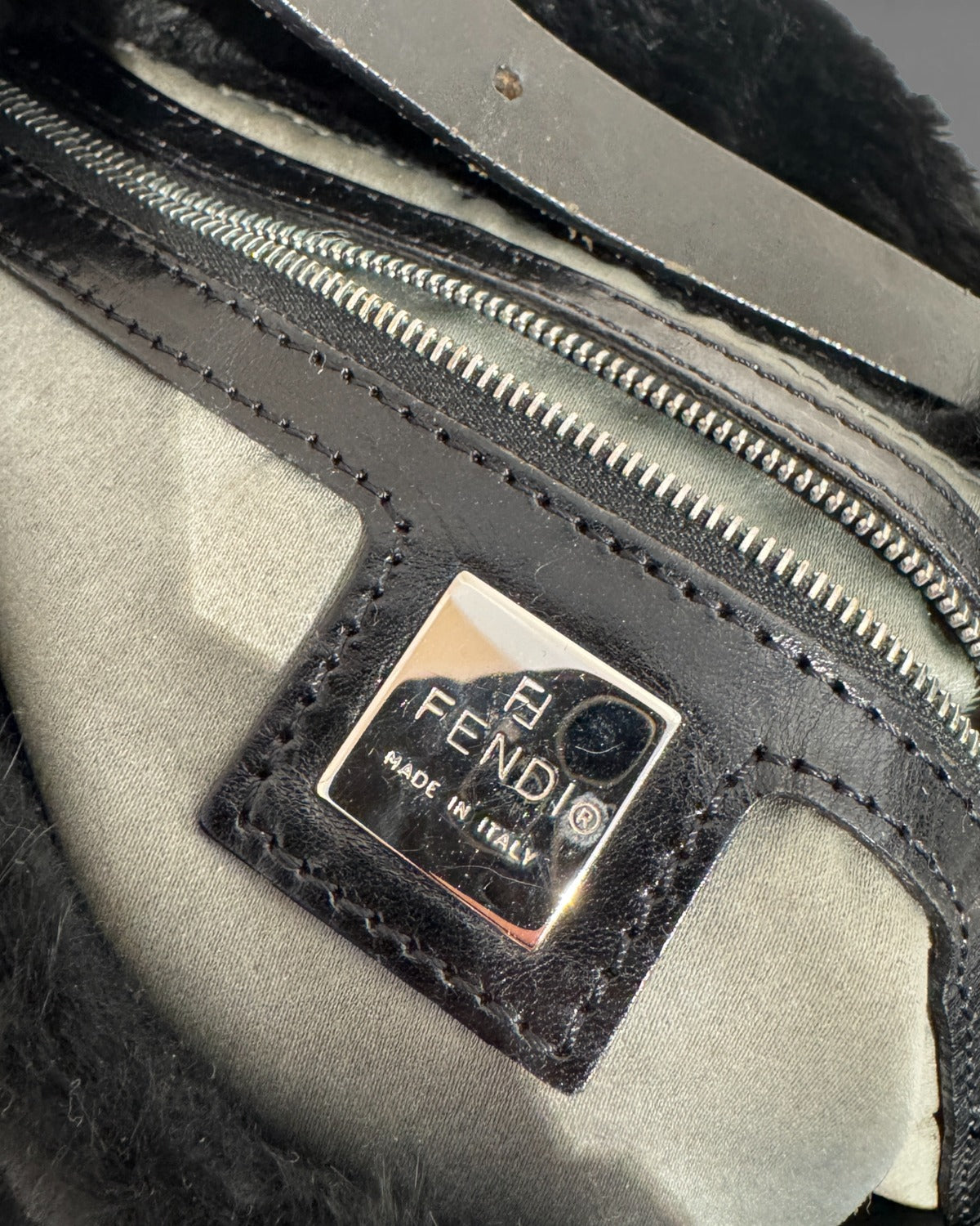 Fendi 2000s Black Fur Baguette Bag