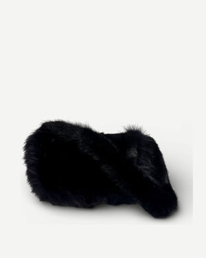 Fendi 2000s Black Long Fur Baguette Bag
