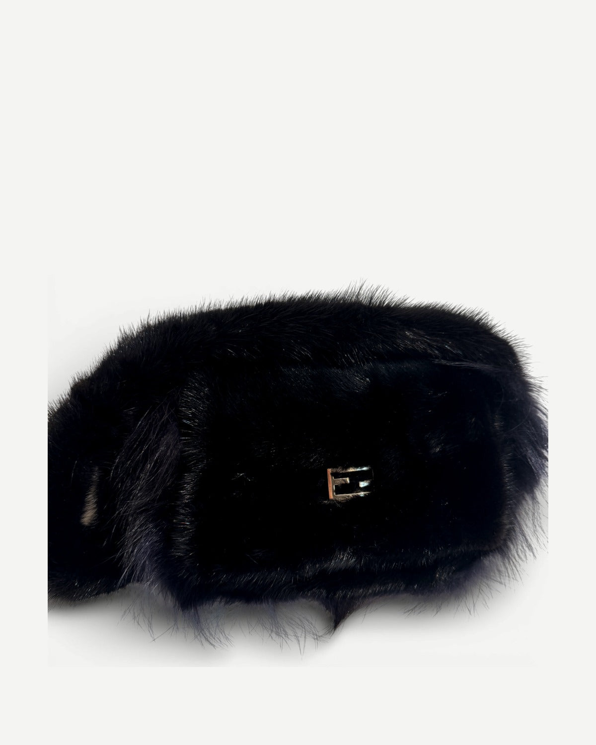 Fendi 2000s Black Long Fur Baguette Bag