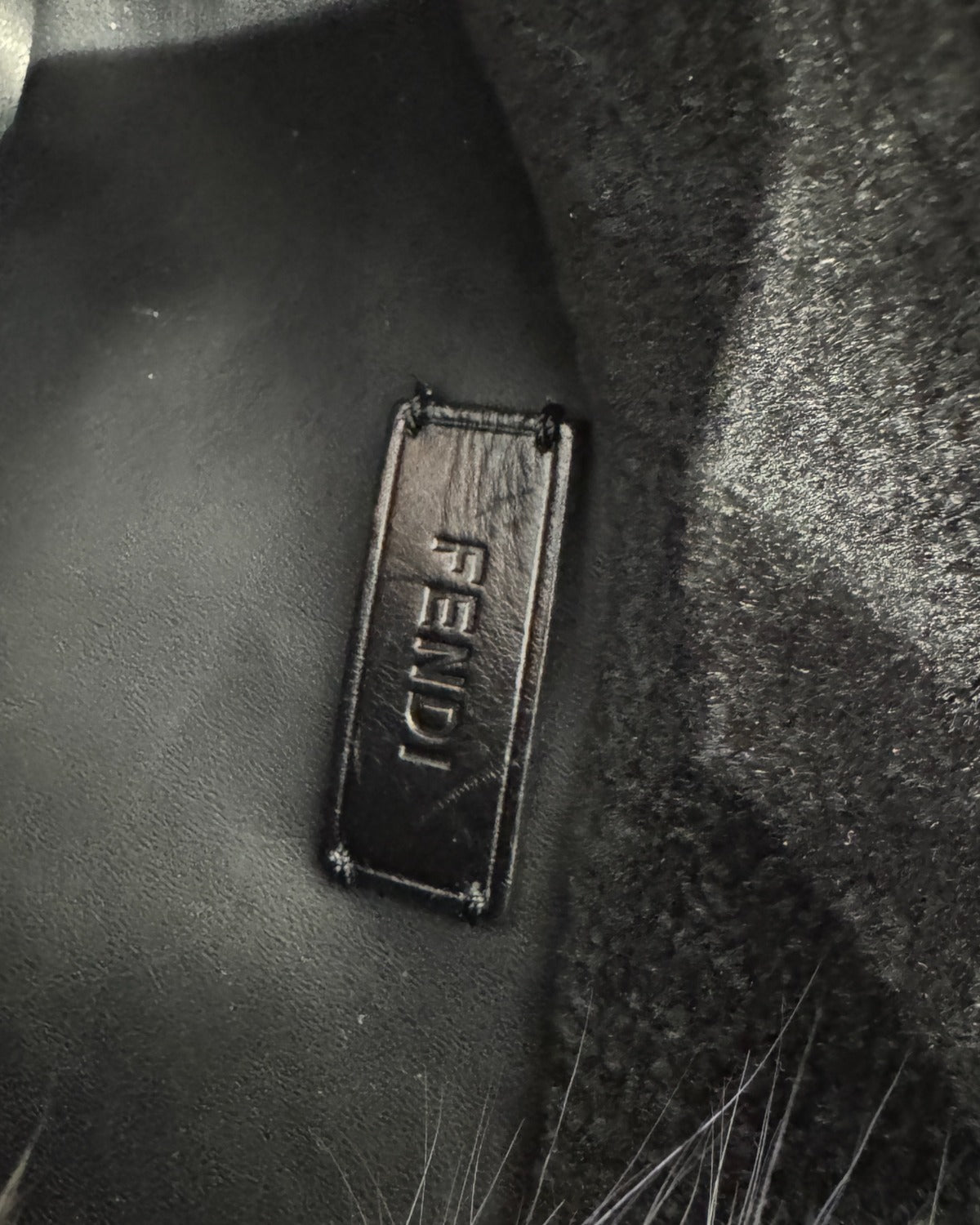 Fendi 2000s Black Long Fur Baguette Bag