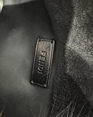 Fendi 2000s Black Long Fur Baguette Bag