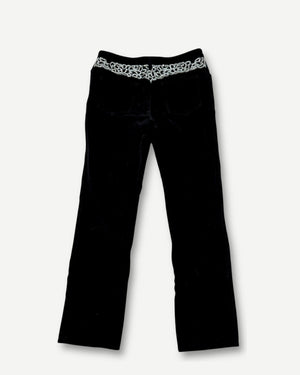 Chanel FW02 by Karl Lagerfeld Crystal Embellished Black Velvet Pants