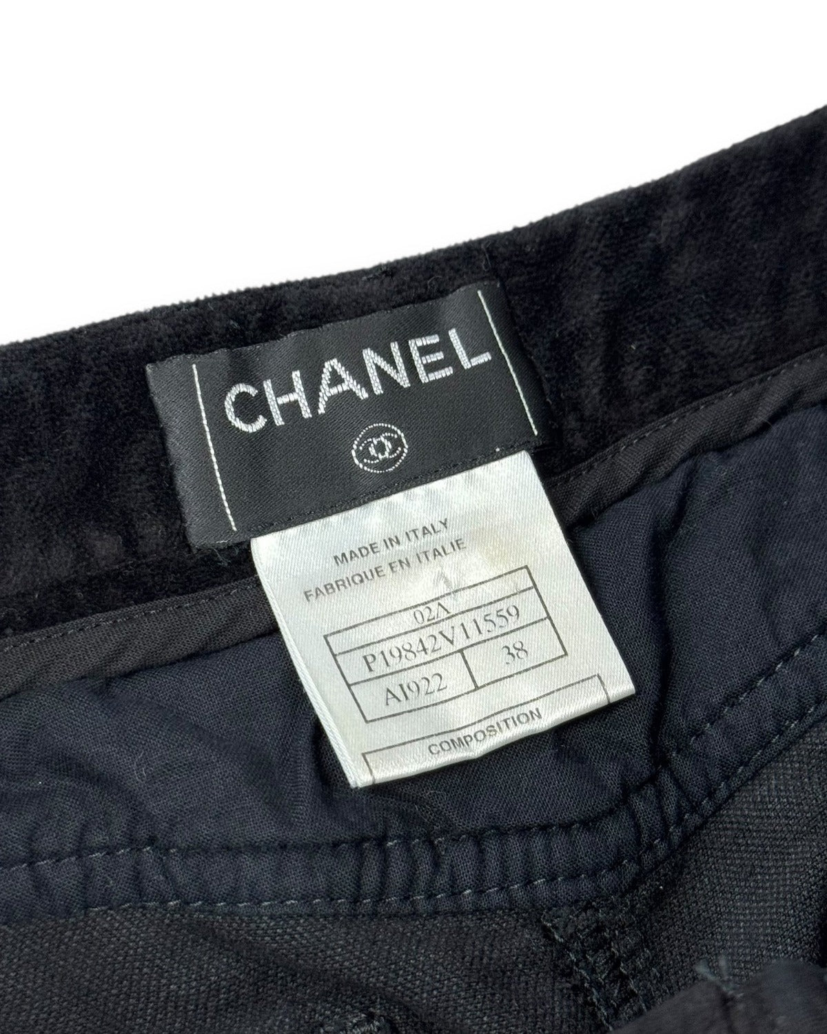 Chanel FW02 by Karl Lagerfeld Crystal Embellished Black Velvet Pants