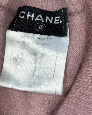 Chanel FW14 by Karl Lagerfeld Pink Cashmere/Mohair Pearl Embellished Knit Sweater