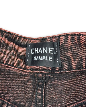 Chanel AW24 Bleach Dyed Wide Denim Shorts Sample