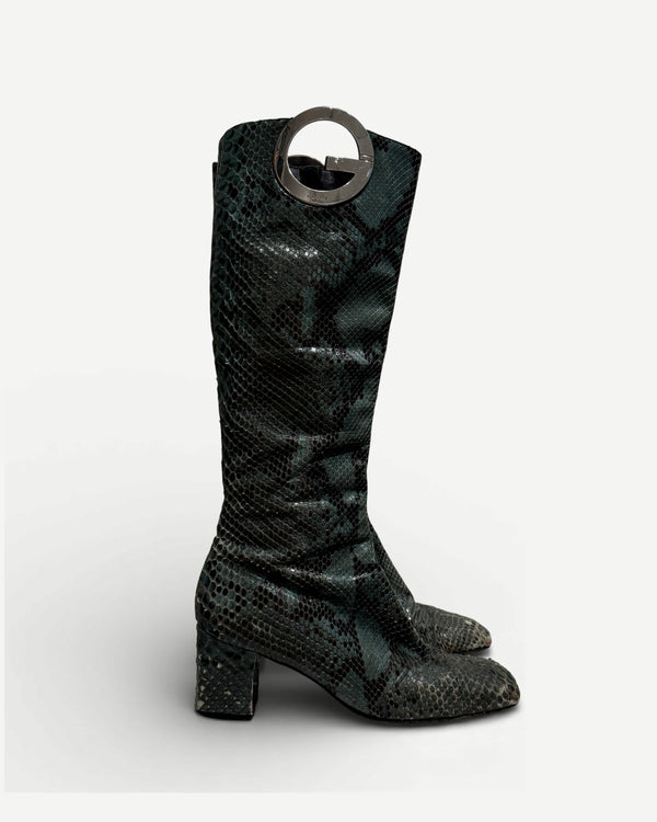 Gucci by Tom Ford SS96 Python G Metal Logo Boots - Ākaibu Store