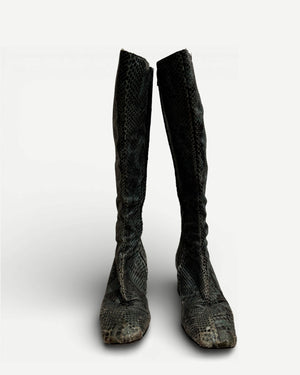 Gucci by Tom Ford SS96 Python G Metal Logo Boots