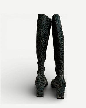 Gucci by Tom Ford SS96 Python G Metal Logo Boots
