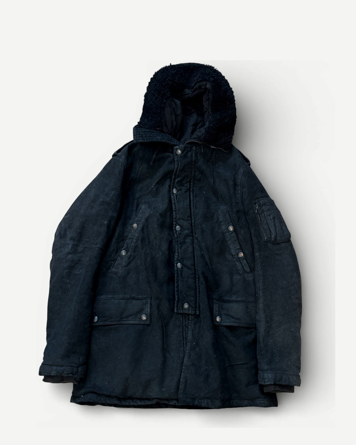 Balmain AW10 by Christophe Decarnin Black Waxed Denim N3B Military Parka