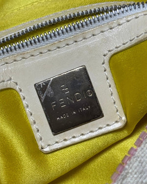Fendi 2000s Floral Embellished Fringed Baguette Bag