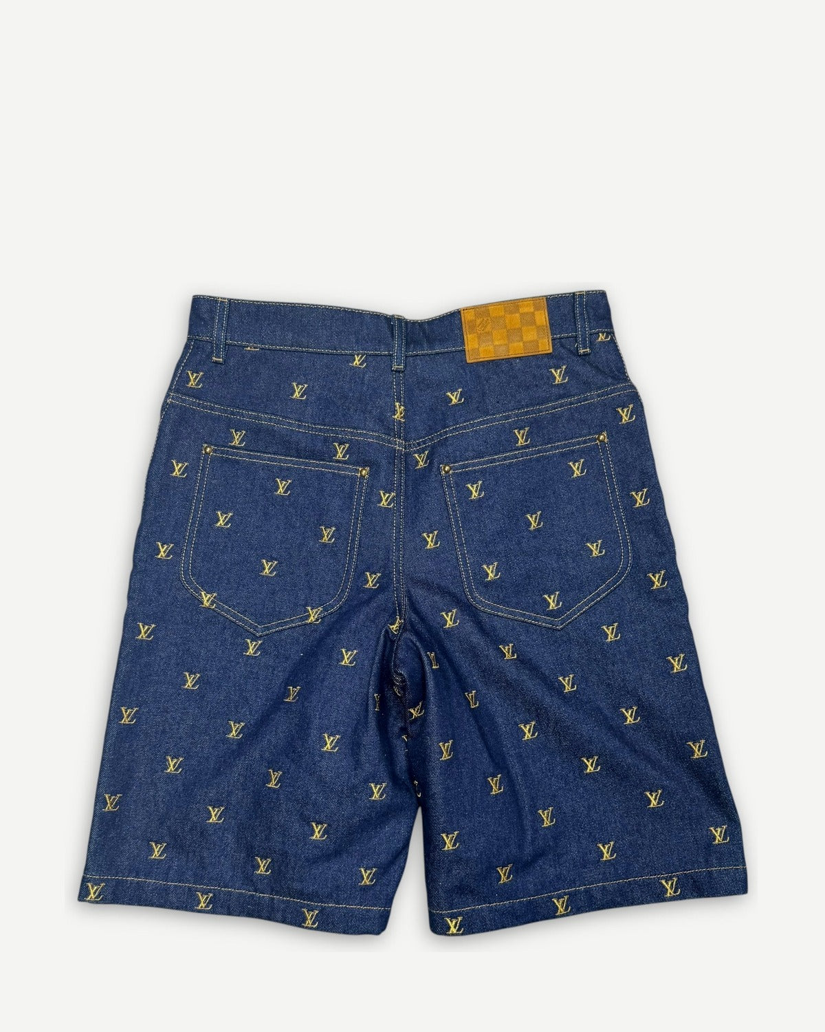 Louis Vuitton SS24 Logo Embroidered Denim Shorts