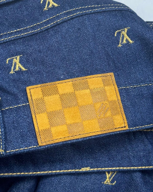 Louis Vuitton SS24 Logo Embroidered Denim Shorts