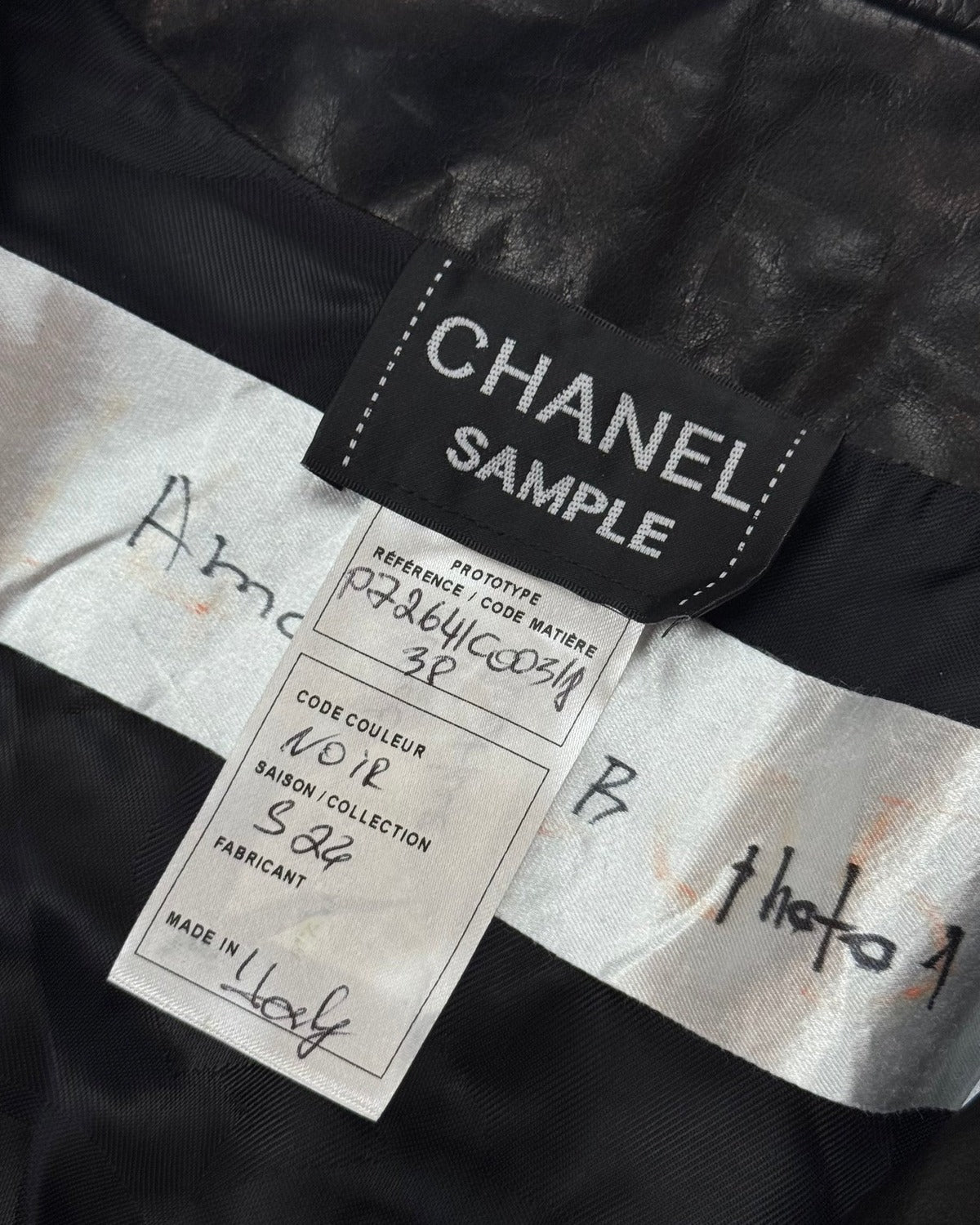 Chanel SS24 Oversized Black Leather Contrast Trimmed Racer Vest Sample