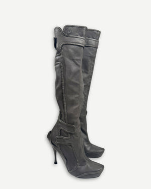 Celine FW08 Runway Leather Moto Boots
