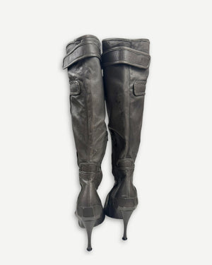 Celine FW08 Runway Leather Moto Boots