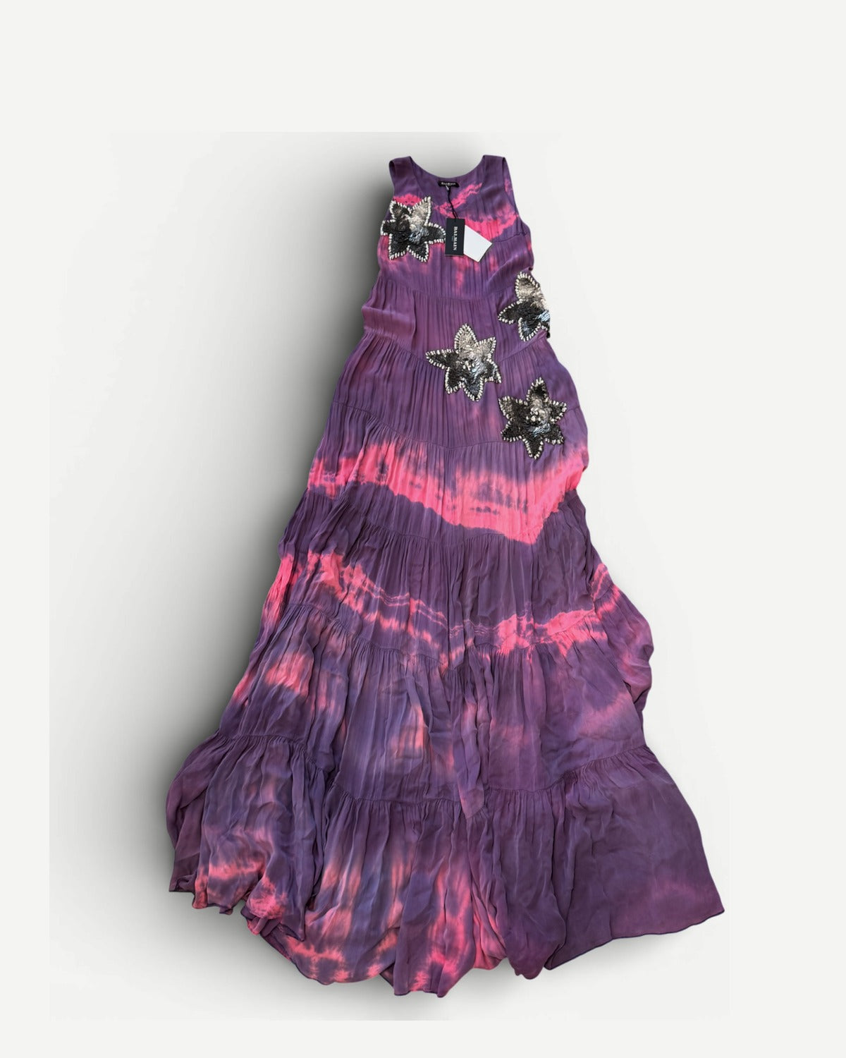 Balmain SS08 by Christophe Decarnin Metal Star Applique Bleached Long Dress
