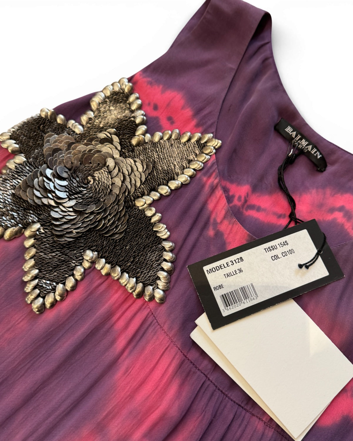 Balmain SS08 by Christophe Decarnin Metal Star Applique Bleached Long Dress
