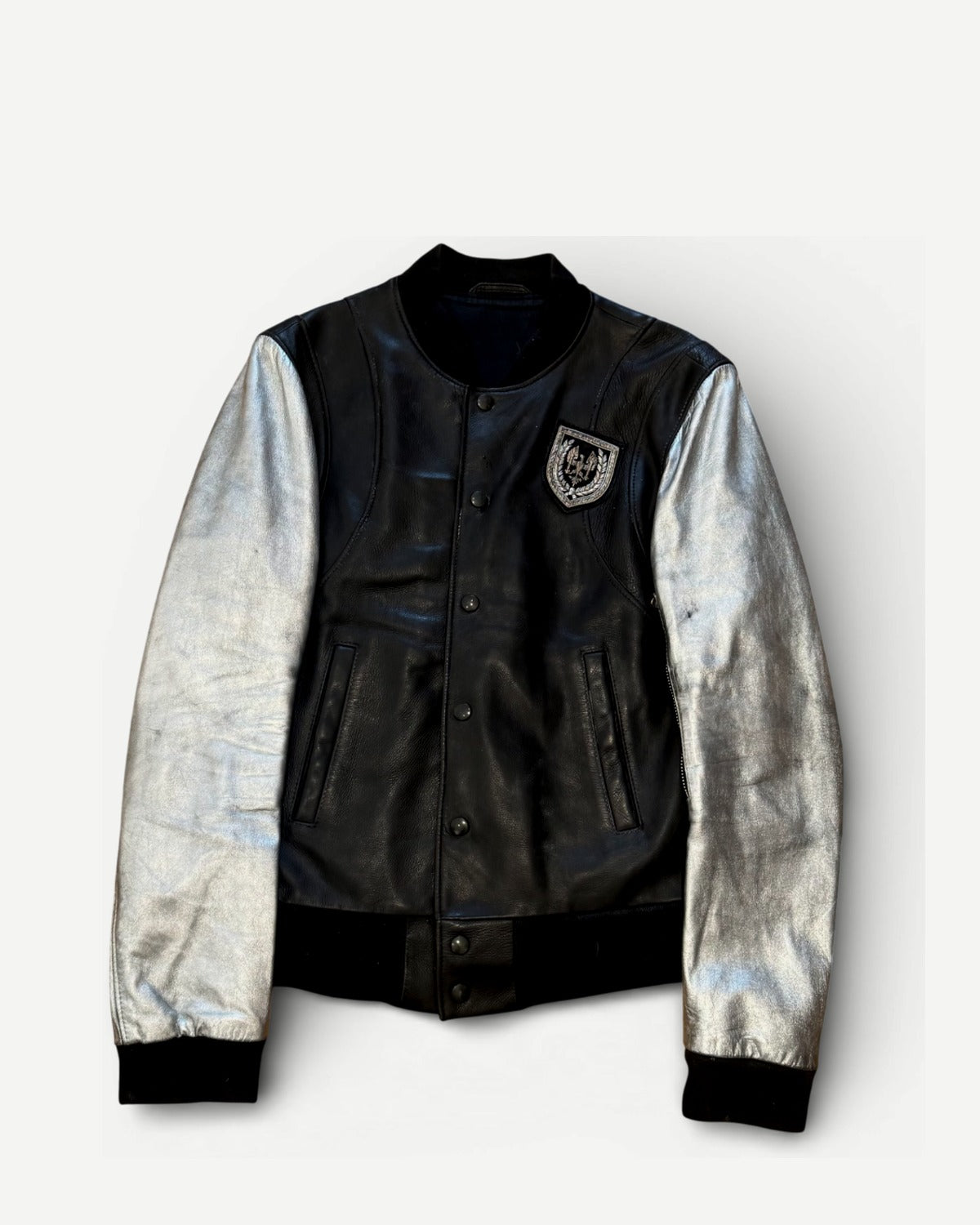 Balmain SS11 by Christophe Decarnin Silver Sleeve Teddy Jacket
