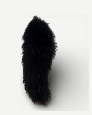 Celine AW12 by Phoebe Philo Black Fox Fur Key Chain Bag Charm