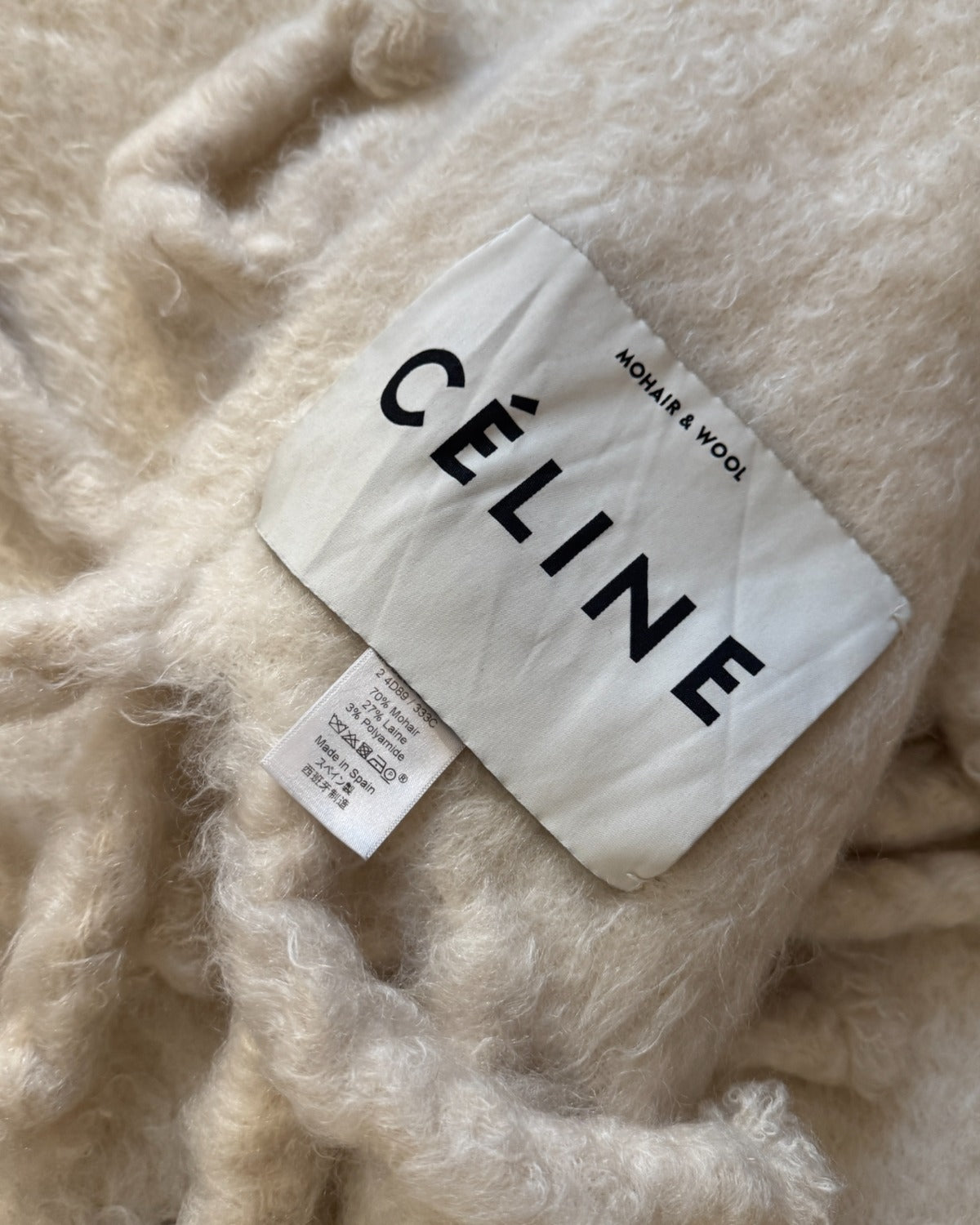 Celine AW17 by Phoebe Philo Off White Mohair Blanket