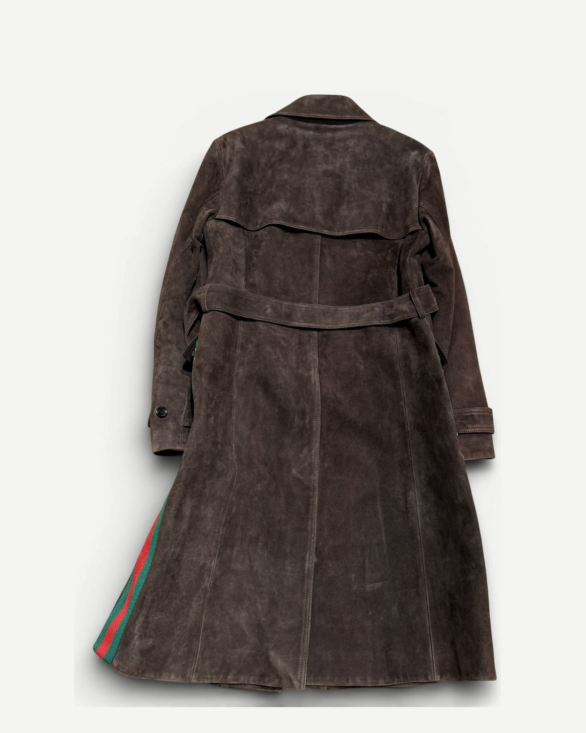 Gucci AW17 Dragon Embroidered Goat Suede Trench Coat