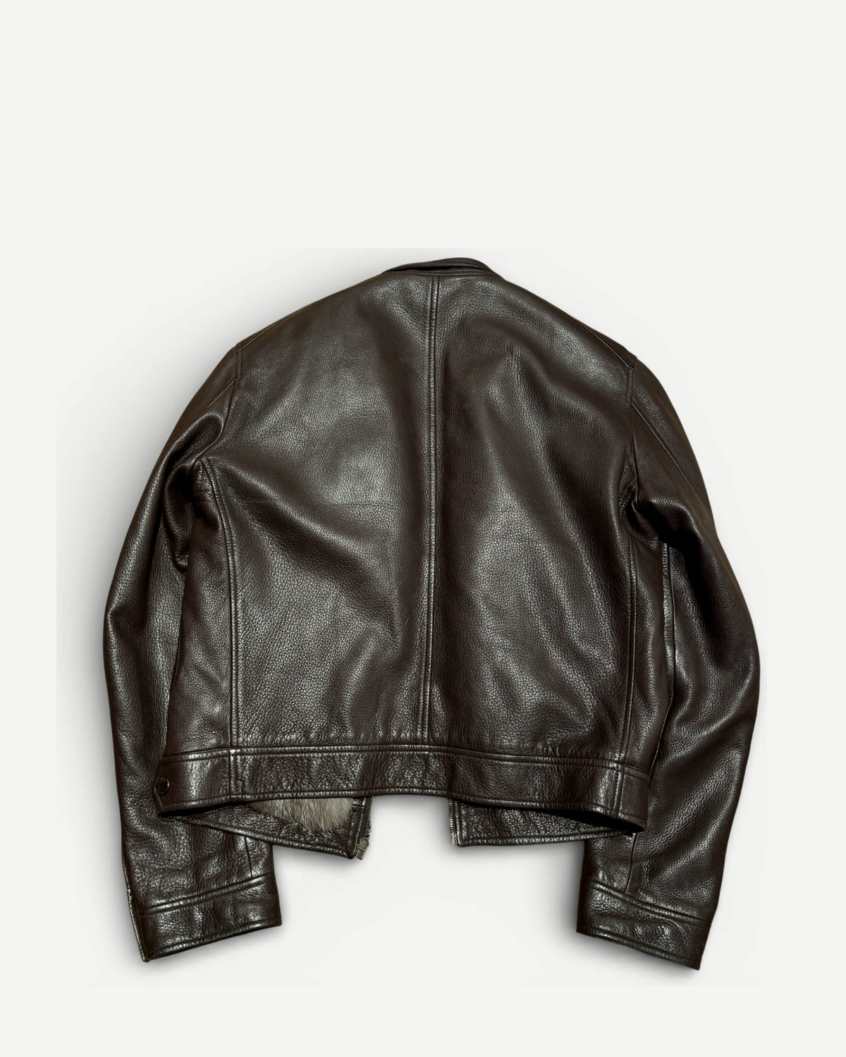 Gucci by Tom Ford 2000s Lapin Fur Gun Metal Leather Jacket