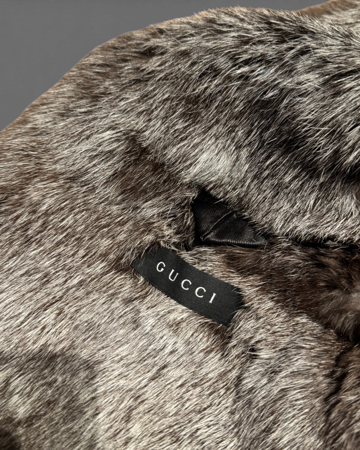 Gucci by Tom Ford 2000s Lapin Fur Gun Metal Leather Jacket
