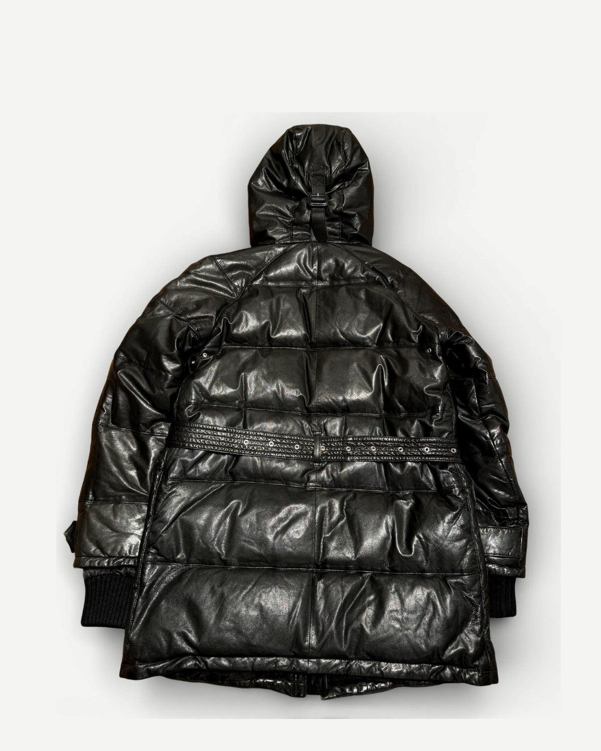 Burberry Prorsum by Christopher Bailey N3B Leather Belted Fur Hood Military Parka