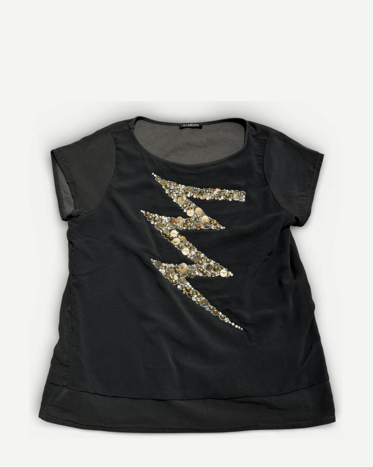 Balmain 2000s Christophe Decarnin Bolt Embellished Silk Blend Shirt