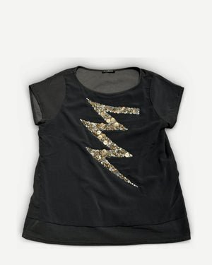 Balmain 2000s Christophe Decarnin Bolt Embellished Silk Blend Shirt