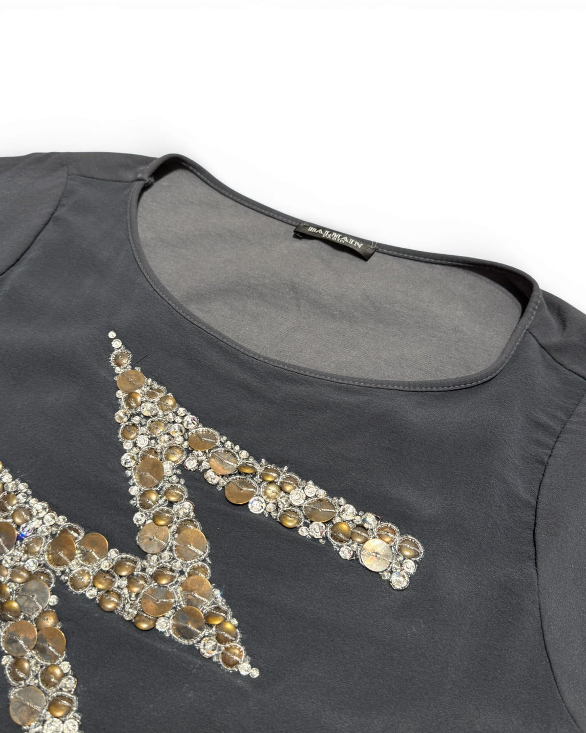 Balmain 2000s Christophe Decarnin Bolt Embellished Silk Blend Shirt