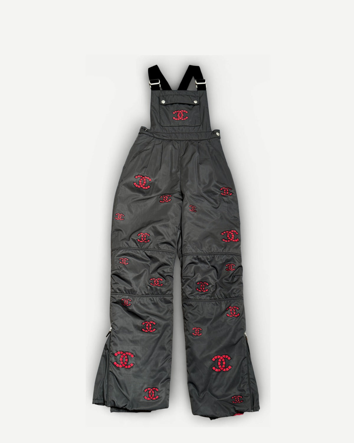 Chanel 2021 Coco Neige Laser Cut CC Logo Green Ski Down Overall Sample