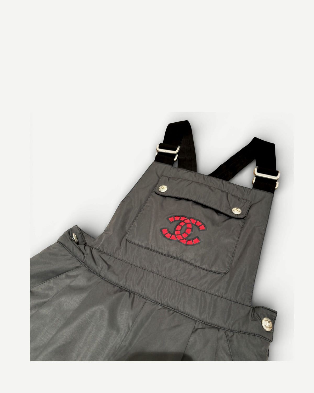 Chanel 2021 Coco Neige Laser Cut CC Logo Green Ski Down Overall Sample