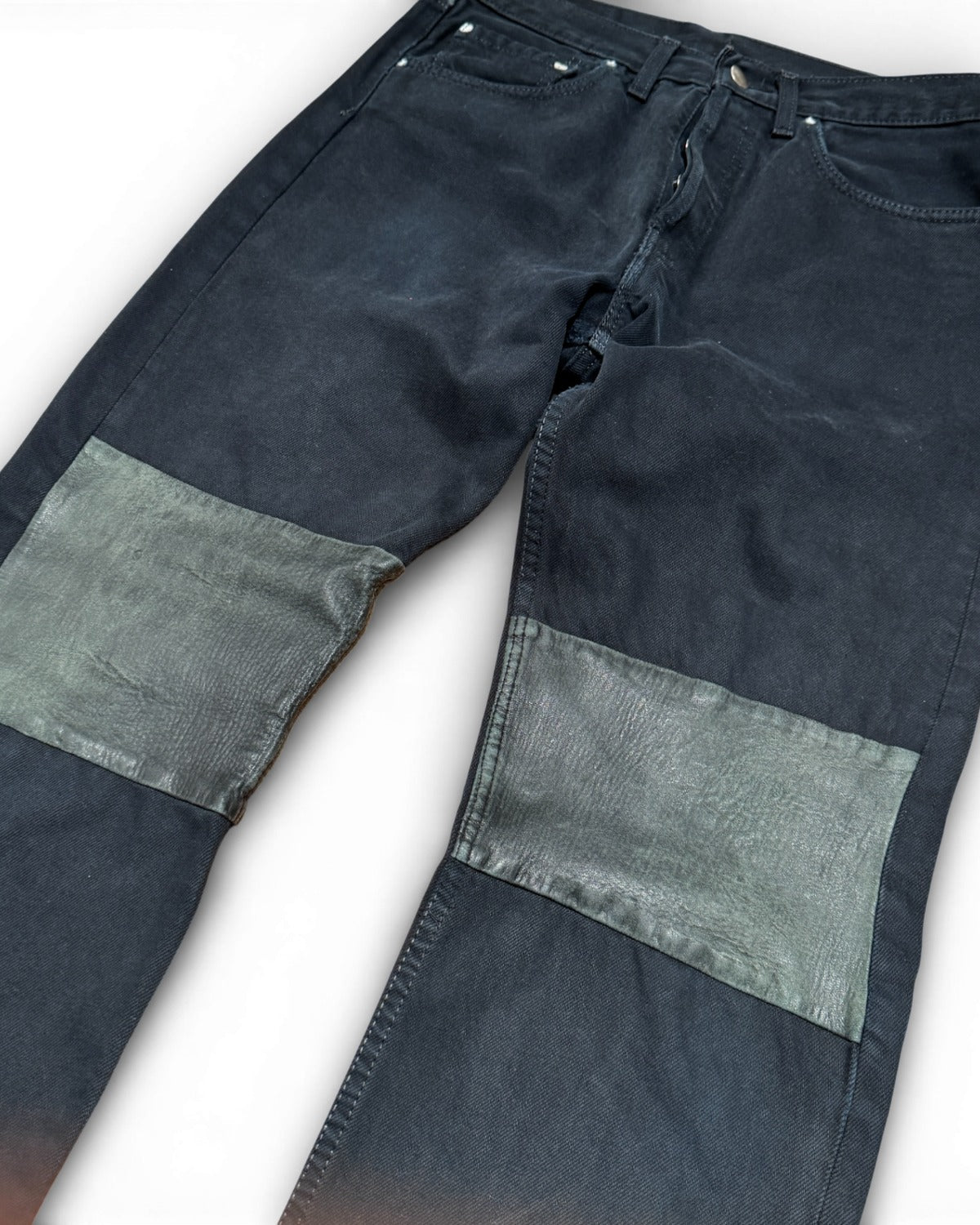 Maison Martin Margiela SS02 Artisanal Reconstructed Leather Patch Black Denim