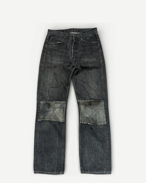 Maison Martin Margiela SS02 Artisanal Reconstructed Leather Patch Grey Denim