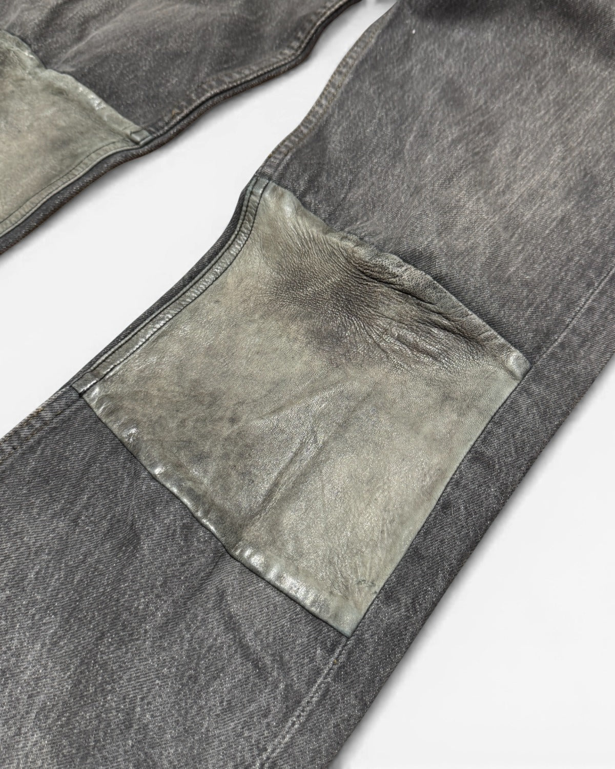 Maison Martin Margiela SS02 Artisanal Reconstructed Leather Patch Grey Denim