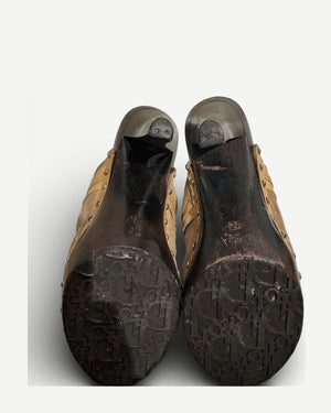 Christian Dior SS05 by John Galliano Suede Peace Logo Heeled Mules