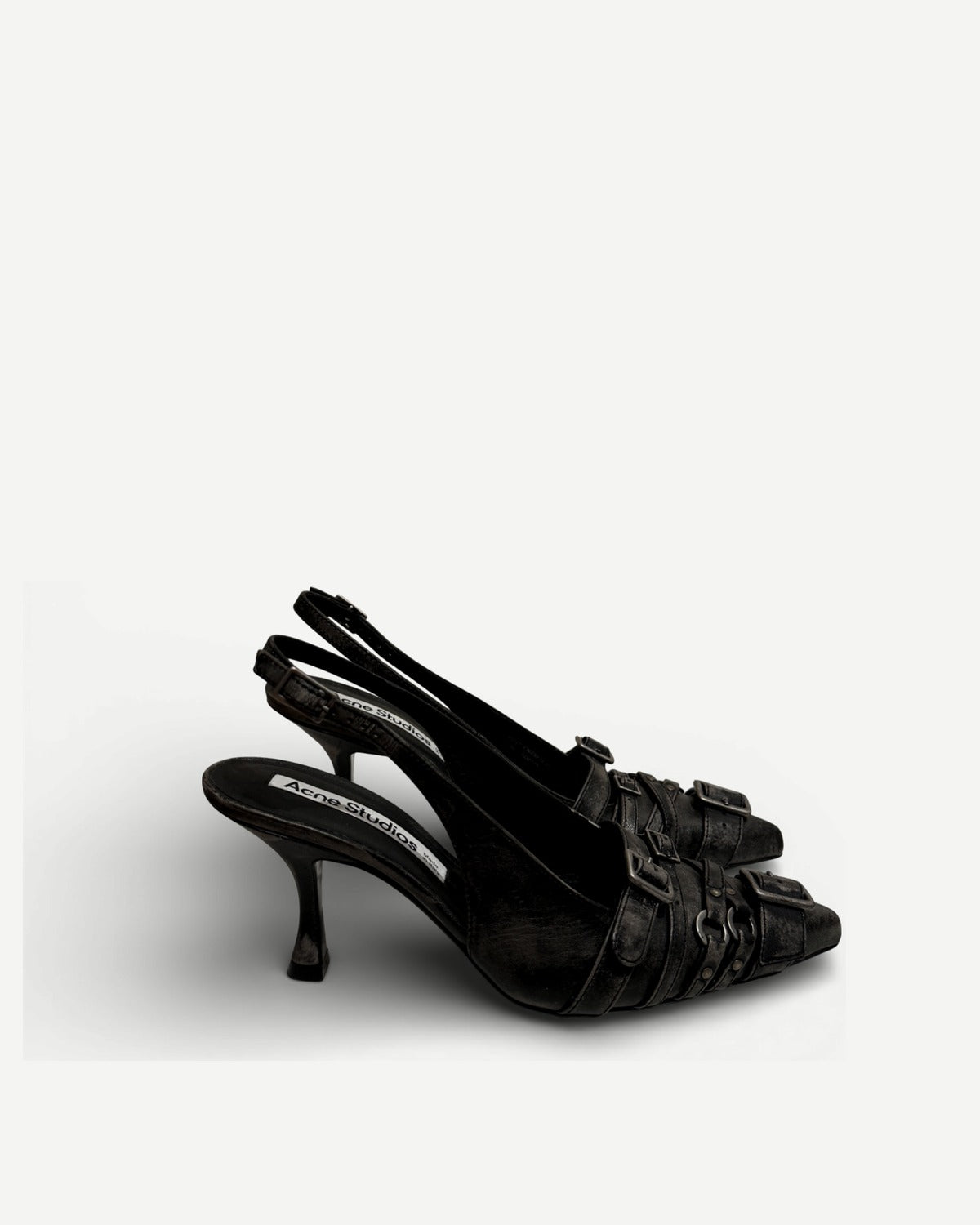 Acne Studios Distressed Belted Slingback Heels