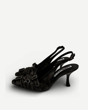 Acne Studios Distressed Belted Slingback Heels
