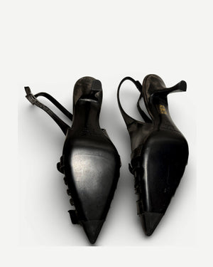Acne Studios Distressed Belted Slingback Heels