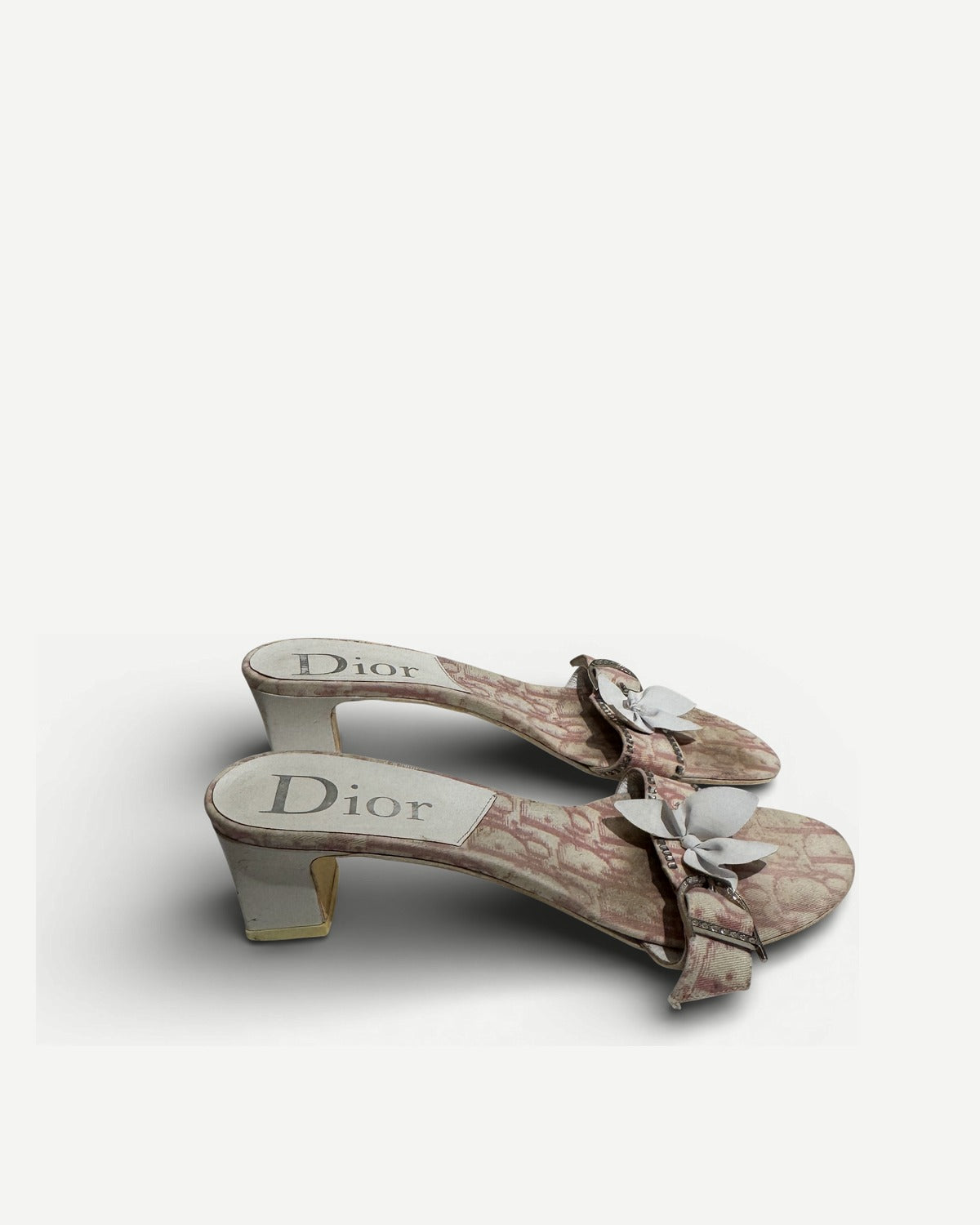 Christian Dior SS04 by John Galliano Diorissimo Floral Crystal Embellished Mules