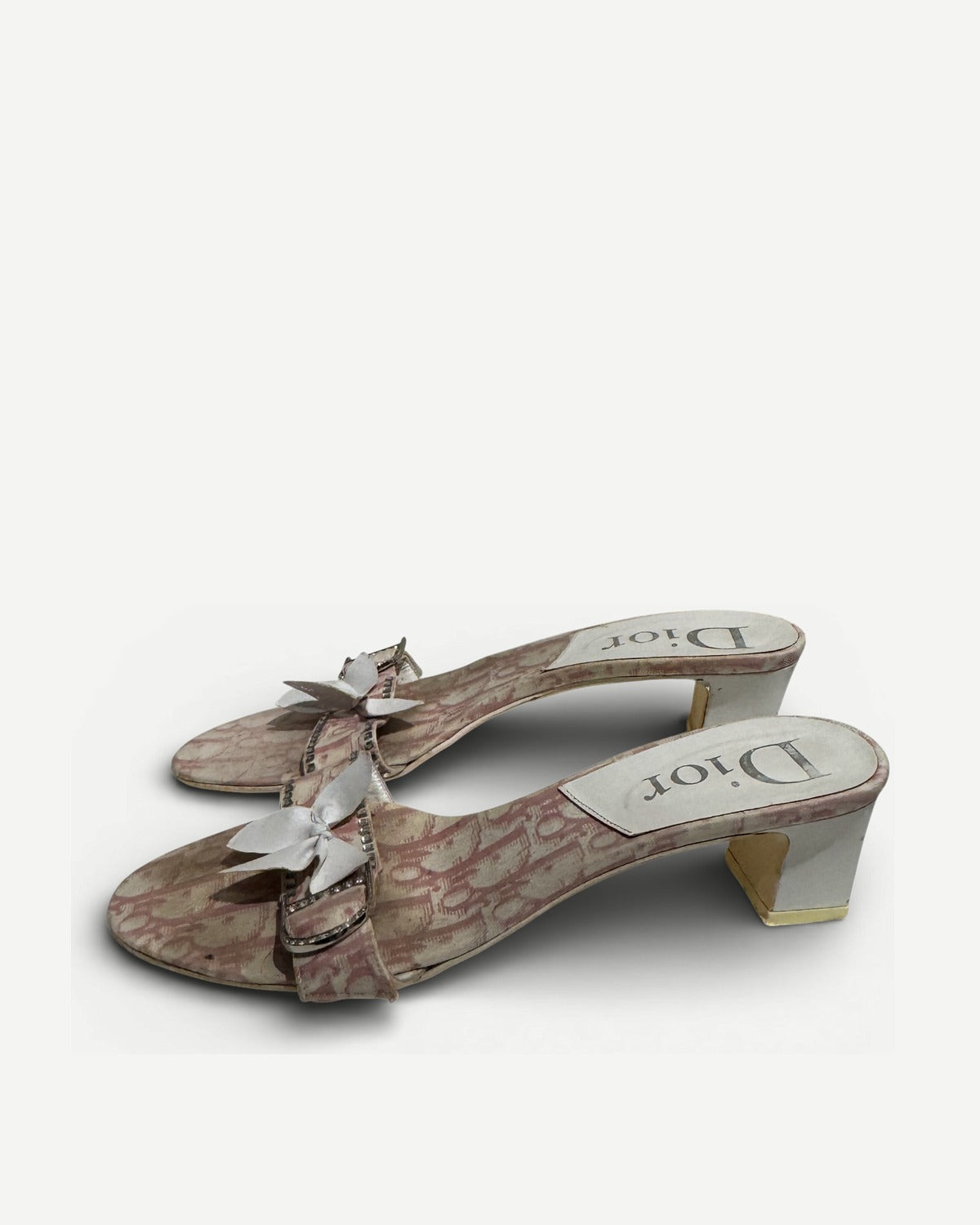 Christian Dior SS04 by John Galliano Diorissimo Floral Crystal Embellished Mules
