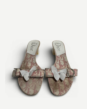 Christian Dior SS04 by John Galliano Diorissimo Floral Crystal Embellished Mules