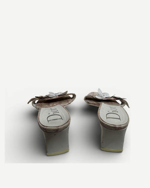 Christian Dior SS04 by John Galliano Diorissimo Floral Crystal Embellished Mules