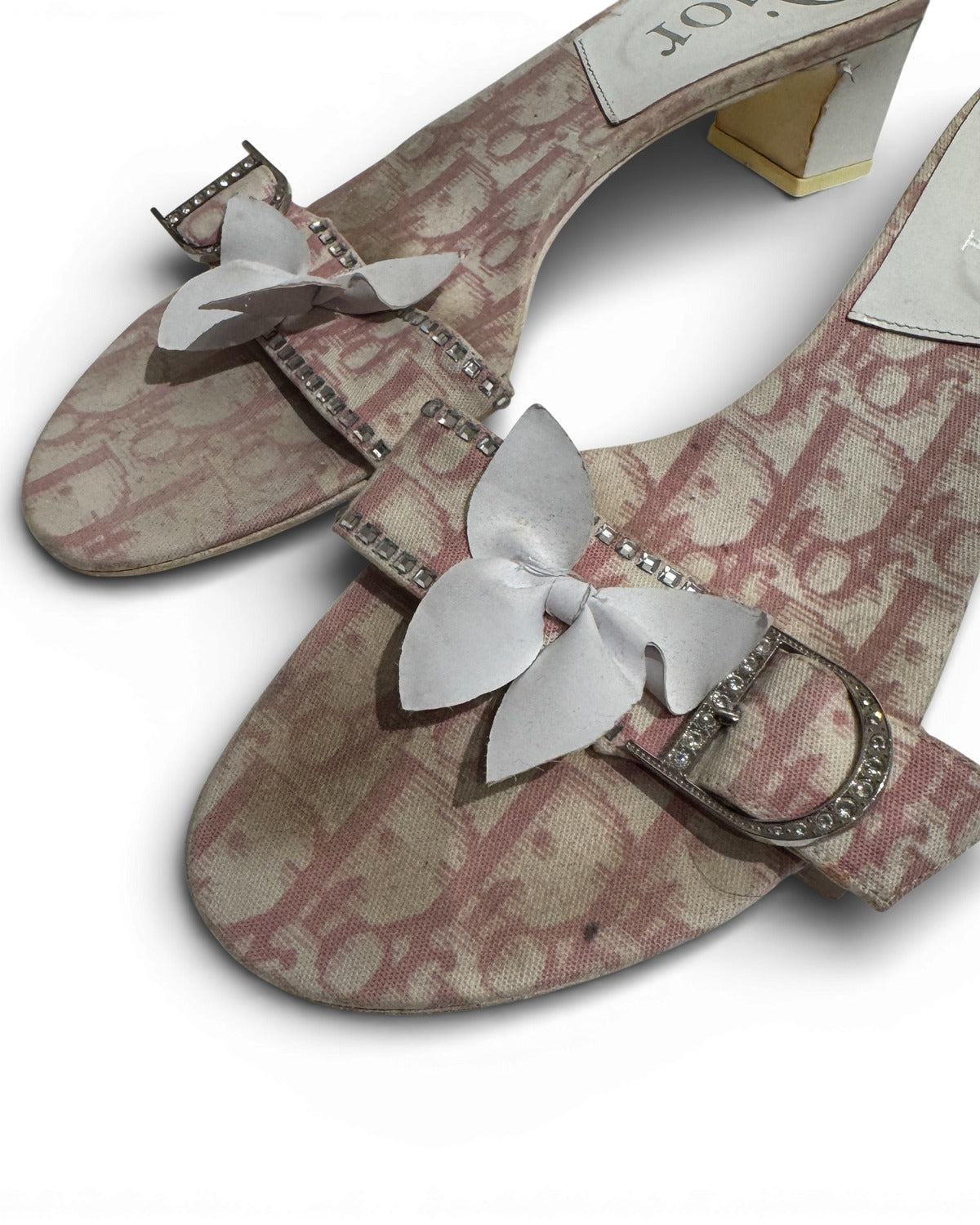 Christian Dior SS04 by John Galliano Diorissimo Floral Crystal Embellished Mules